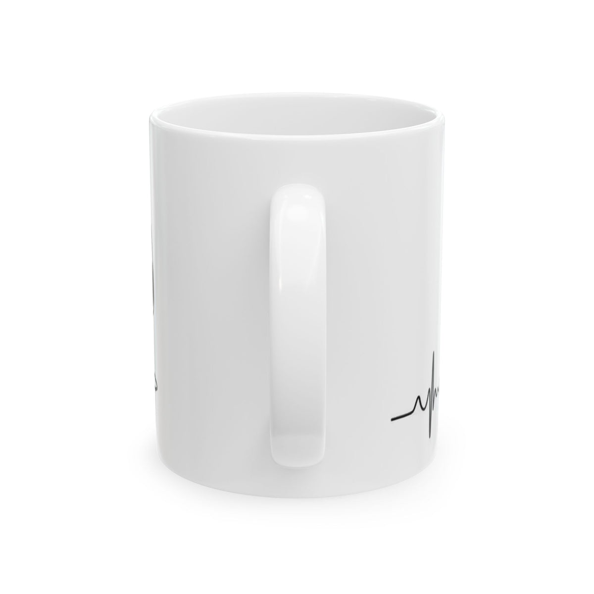 Ghost Cat Ceramic Mug – Cute Dripping Cat Silhouette with Heartbeat Line (11oz, 15oz)