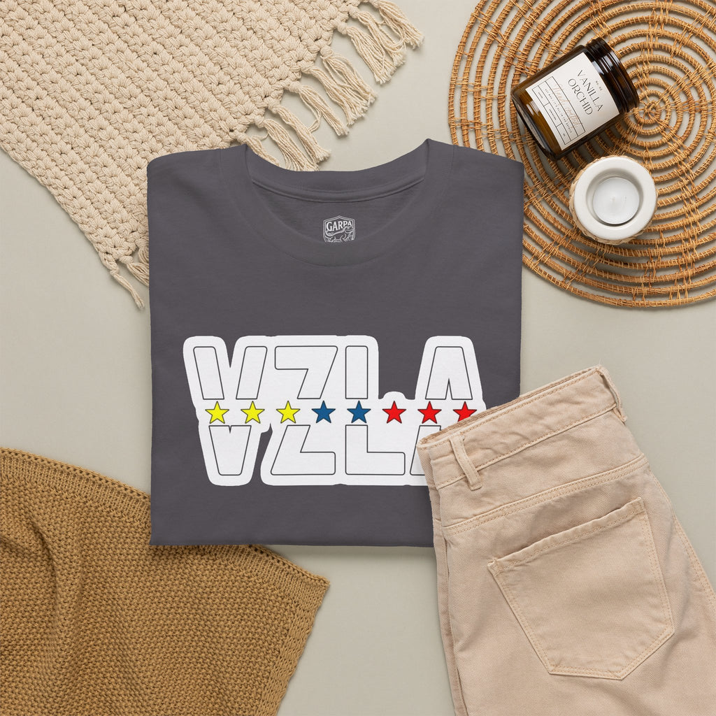Venezuela Script & VZLA Stars T-Shirt — Retro Venezuelan Pride Tee