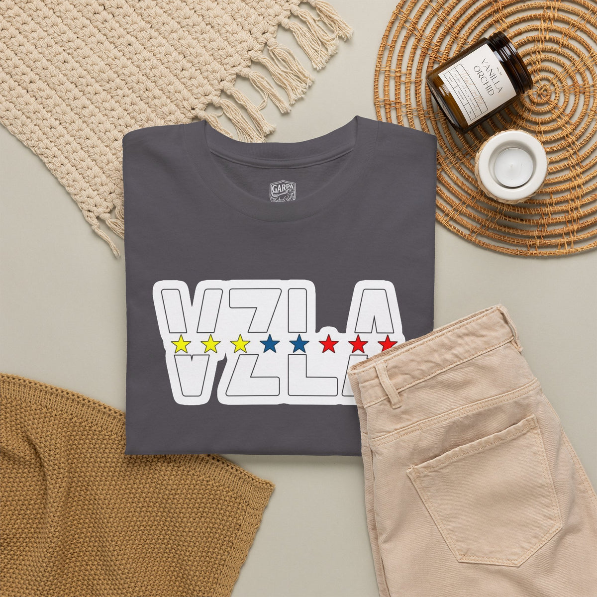 Venezuela Script & VZLA Stars T-Shirt — Retro Venezuelan Pride Tee