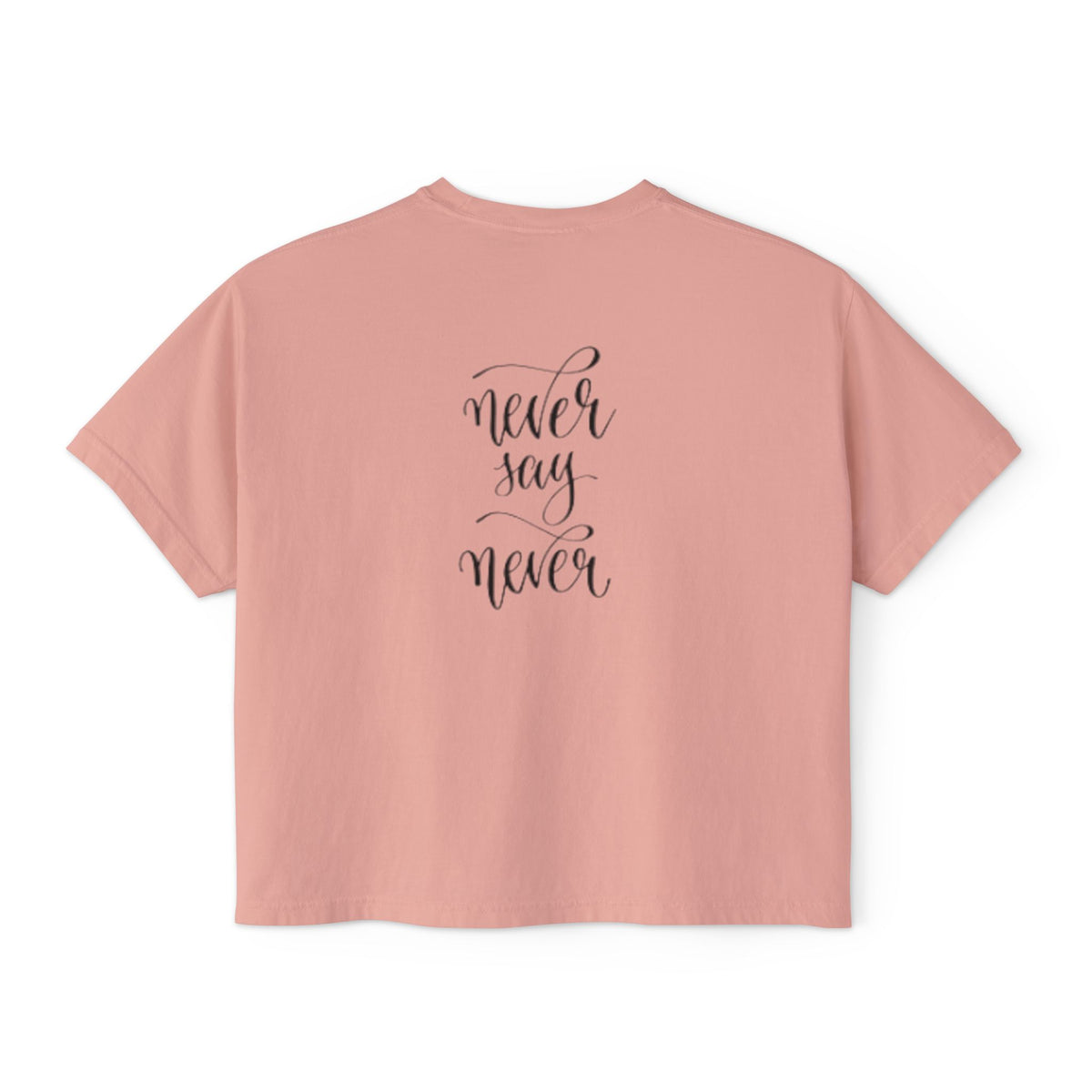 Boxy Tee — 'Never Say Never' Graphic Tee with Dual Character Illustration