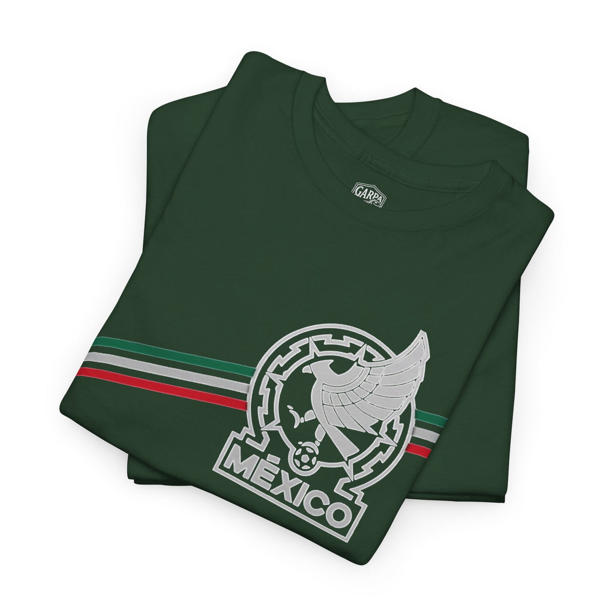 Mexico Flag Stripe Tee — Mexican Eagle Emblem T-Shirt