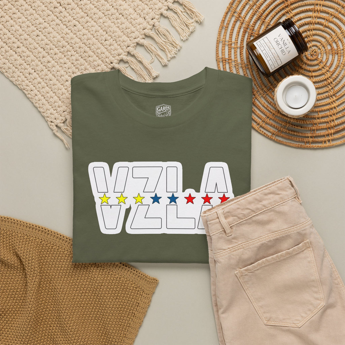Venezuela Script & VZLA Stars T-Shirt — Retro Venezuelan Pride Tee