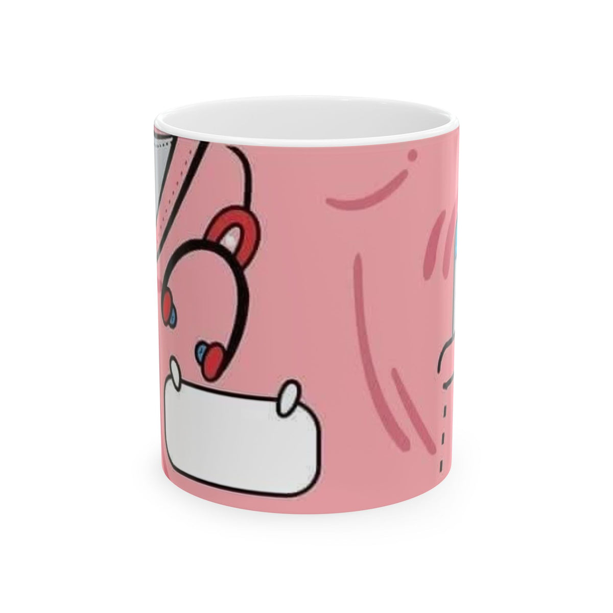 Pink Medical Nurse Mug — Cute Stethoscope & Syringe Ceramic Coffee Cup (11oz/15oz)