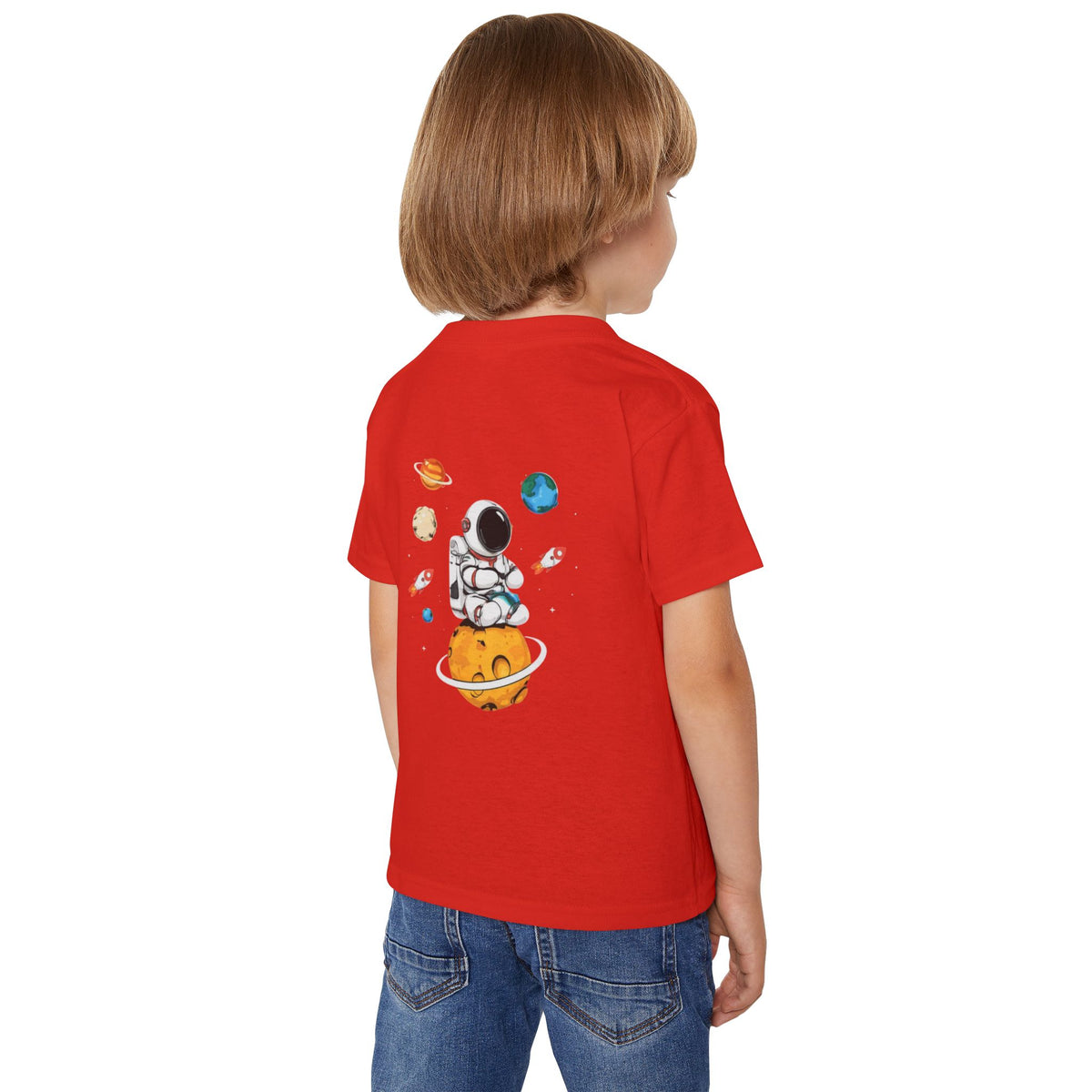 Toddler T‑Shirt — Cute Astronaut on Planet Kids Tee