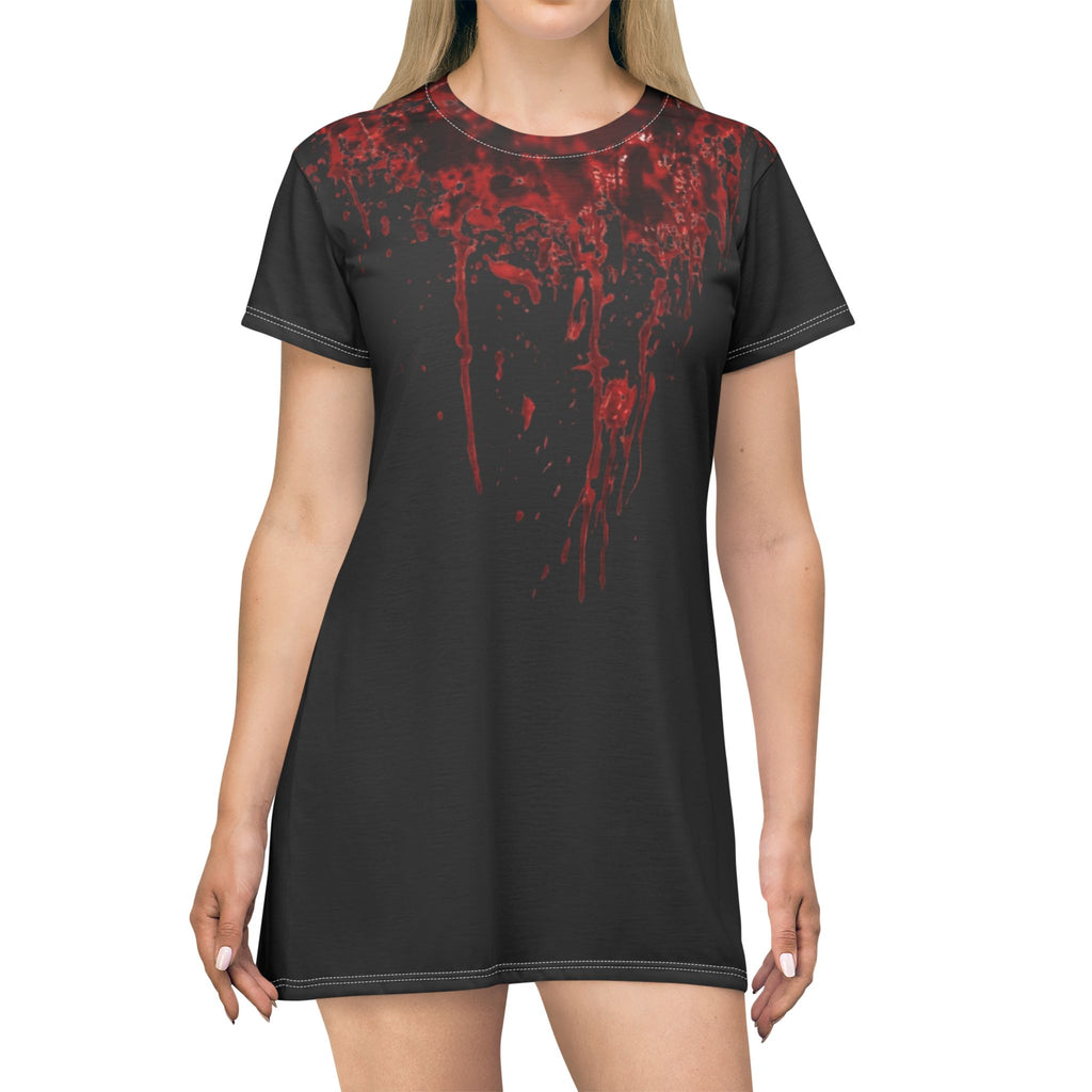 Blood Drip T-Shirt Dress — Goth Horror Costume Dress
