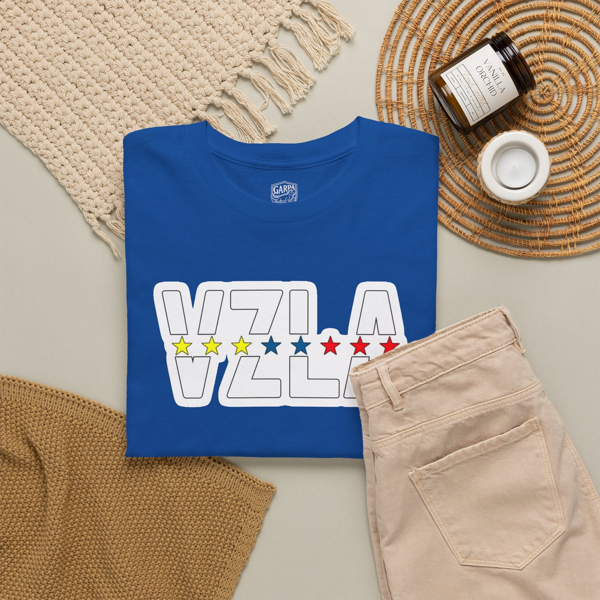 Venezuela Script & VZLA Stars T-Shirt — Retro Venezuelan Pride Tee