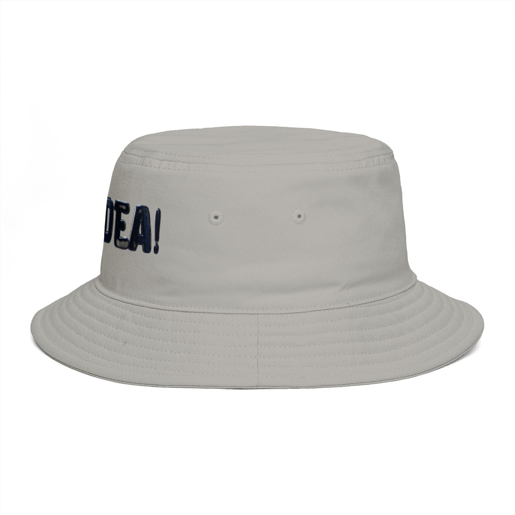 'Bad Idea!' Brown Bucket Hat – Funny Embroidered Casual Sun Hat