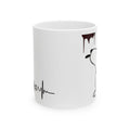 Ghost Cat Ceramic Mug – Cute Dripping Cat Silhouette with Heartbeat Line (11oz, 15oz)