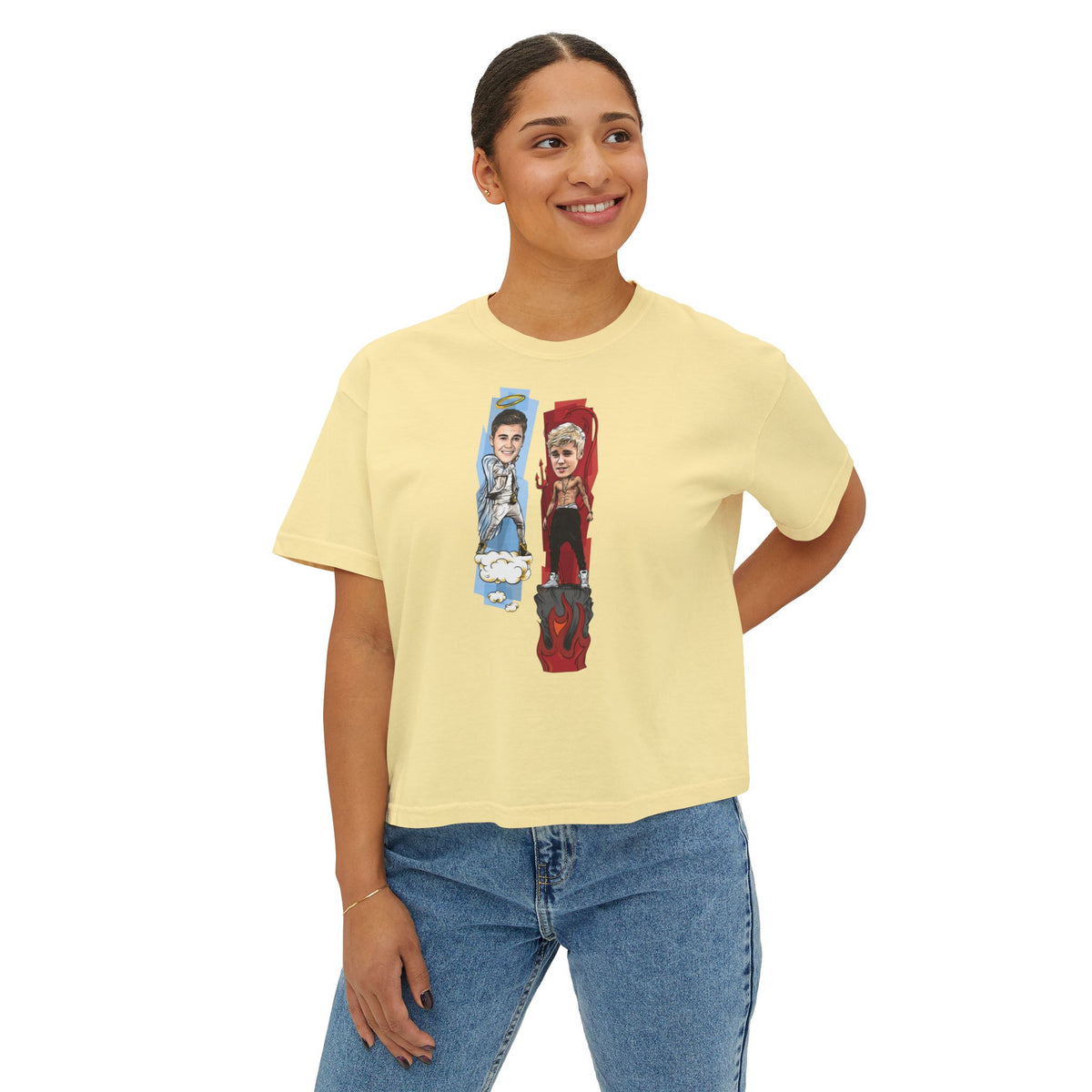 Boxy Tee — 'Never Say Never' Graphic Tee with Dual Character Illustration