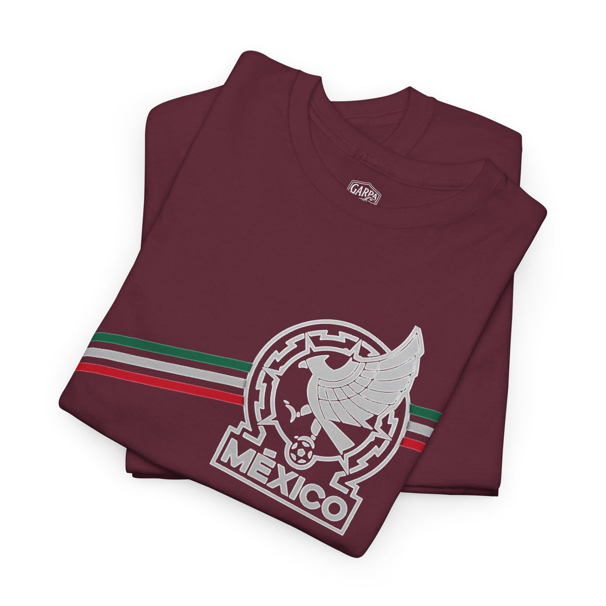 Mexico Flag Stripe Tee — Mexican Eagle Emblem T-Shirt
