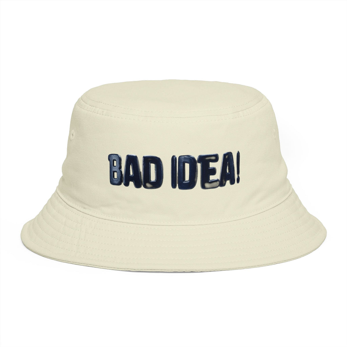 'Bad Idea!' Brown Bucket Hat – Funny Embroidered Casual Sun Hat