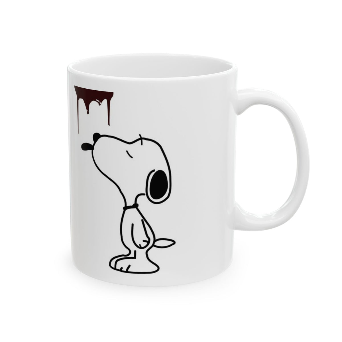 Ghost Cat Ceramic Mug – Cute Dripping Cat Silhouette with Heartbeat Line (11oz, 15oz)