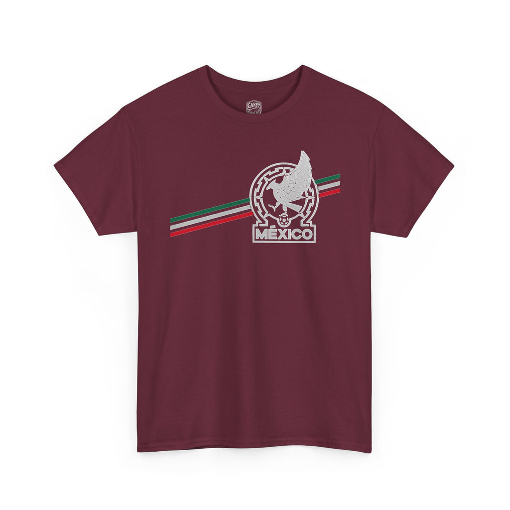 Mexico Flag Stripe Tee — Mexican Eagle Emblem T-Shirt