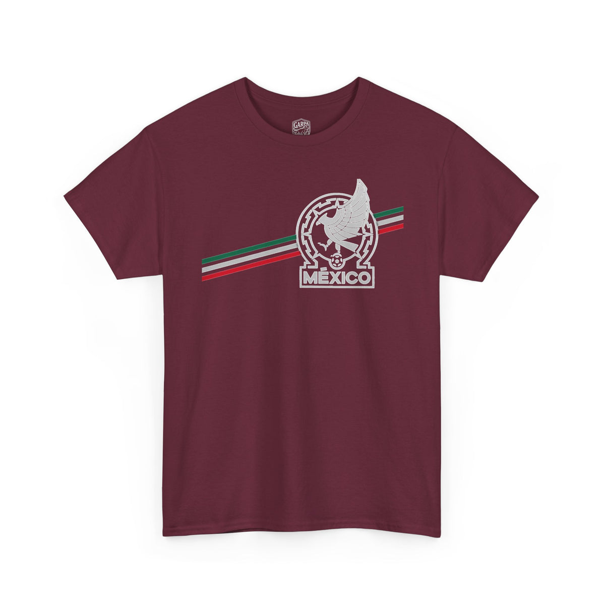 Mexico Flag Stripe Tee — Mexican Eagle Emblem T-Shirt