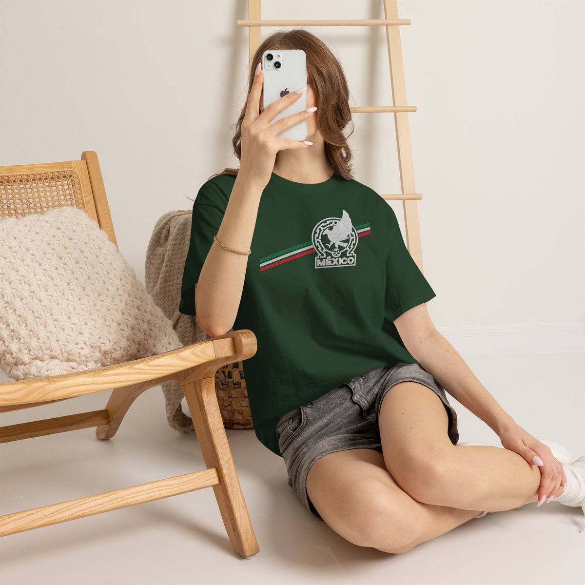 Mexico Flag Stripe Tee — Mexican Eagle Emblem T-Shirt