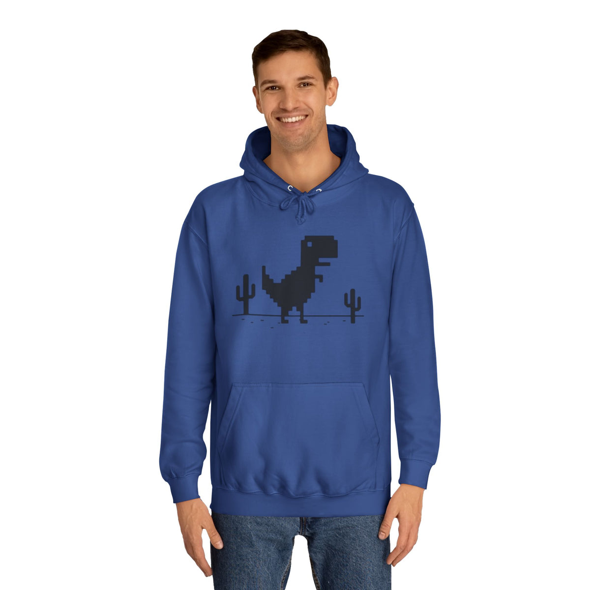 Retro Pixel Dinosaur Hoodie — 'From Another Point of View' Graphic Sweatshirt