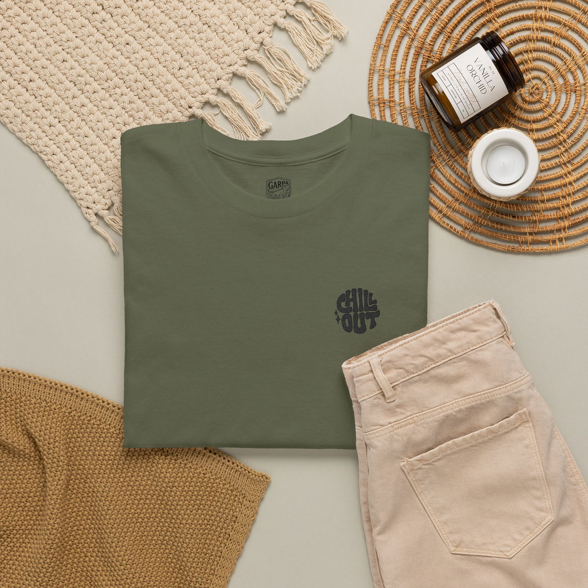 White Graphic Tee — Small Black Circular 'SALT LIFE' Chest Logo