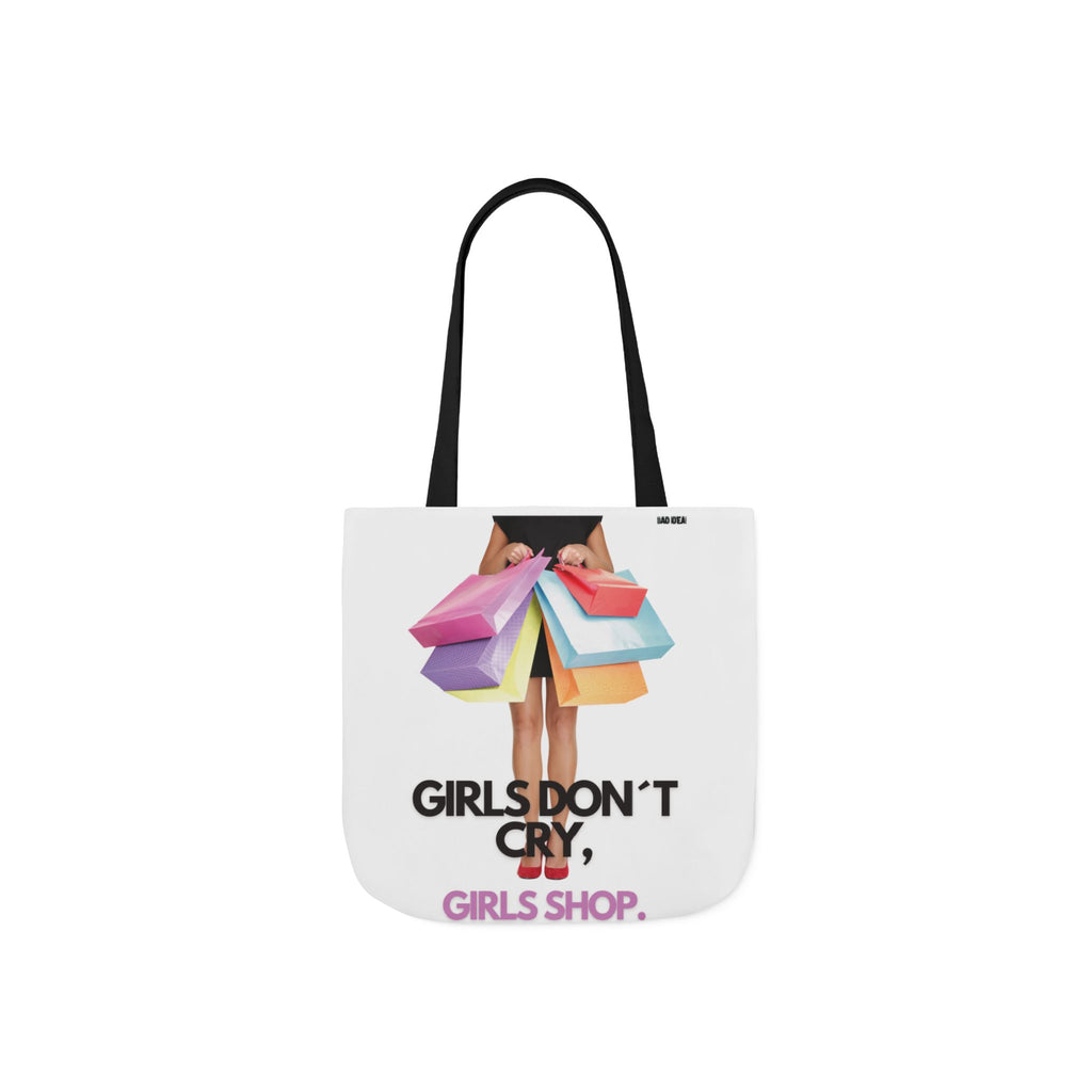 Tote Bag — "Girls Don't Cry, Girls Shop" Shopping Tote (Colorful Bags Graphic)