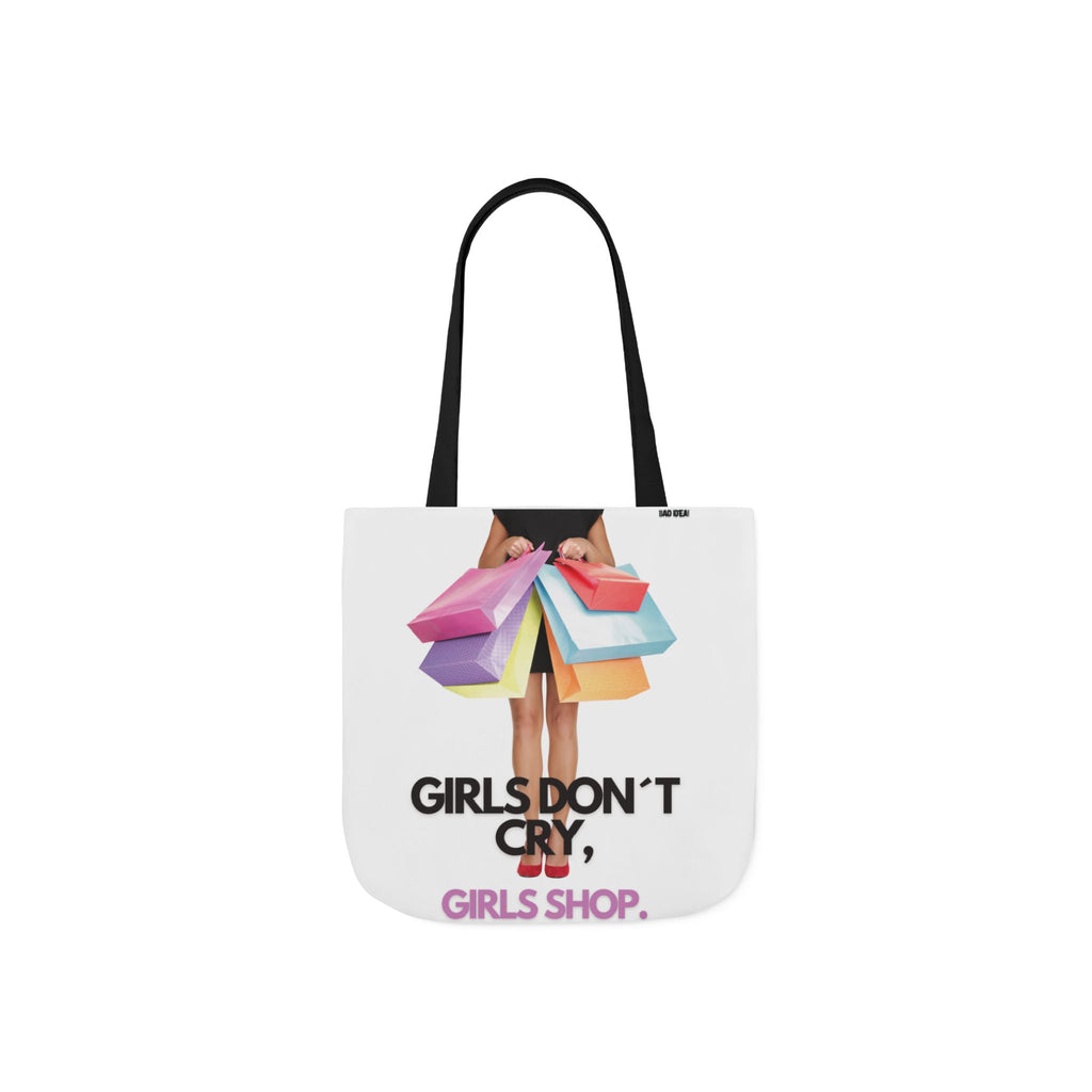 Tote Bag — "Girls Don't Cry, Girls Shop" Shopping Tote (Colorful Bags Graphic)