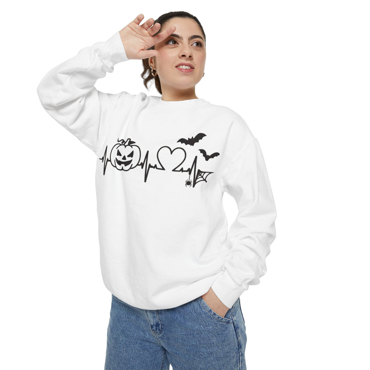 Halloween Heartbeat Sweatshirt — "I Put The Hot In Psychotic" Graphic Crewneck