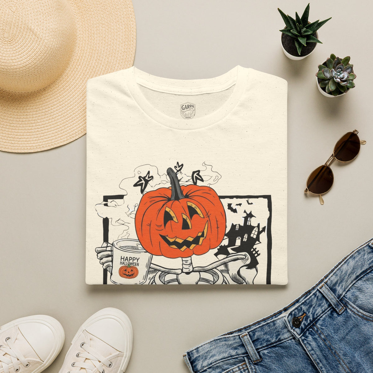 Halloween Pumpkin Skeleton T-Shirt