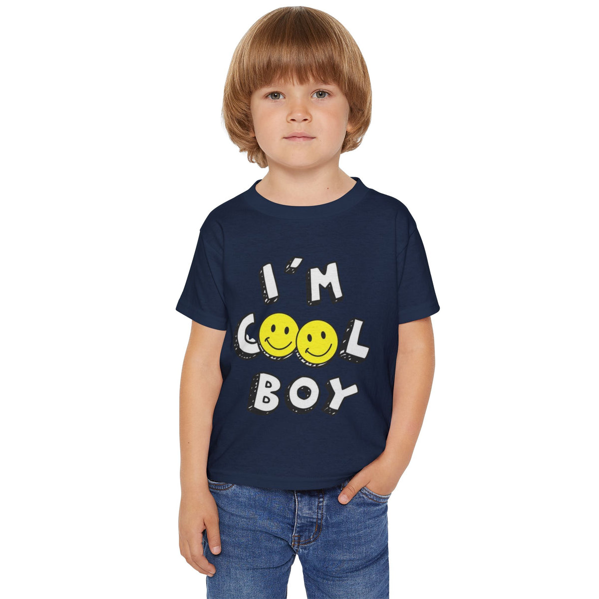 I'm Cool Boy Toddler T-Shirt – Smiley Face Graphic Tee for Little Boys