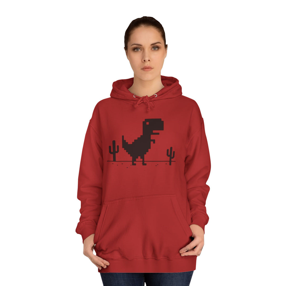 Retro Pixel Dinosaur Hoodie — 'From Another Point of View' Graphic Sweatshirt