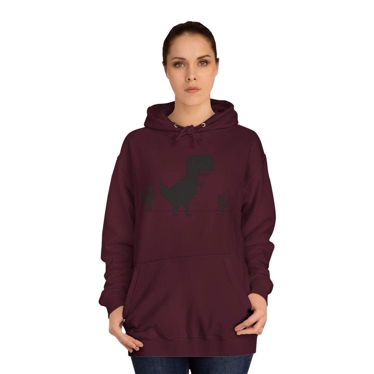 Retro Pixel Dinosaur Hoodie — 'From Another Point of View' Graphic Sweatshirt