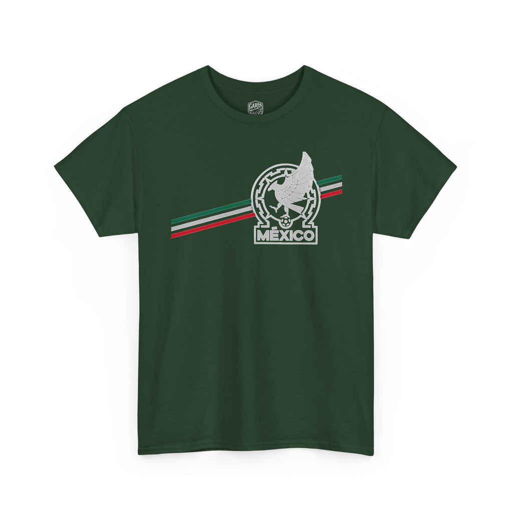 Mexico Flag Stripe Tee — Mexican Eagle Emblem T-Shirt
