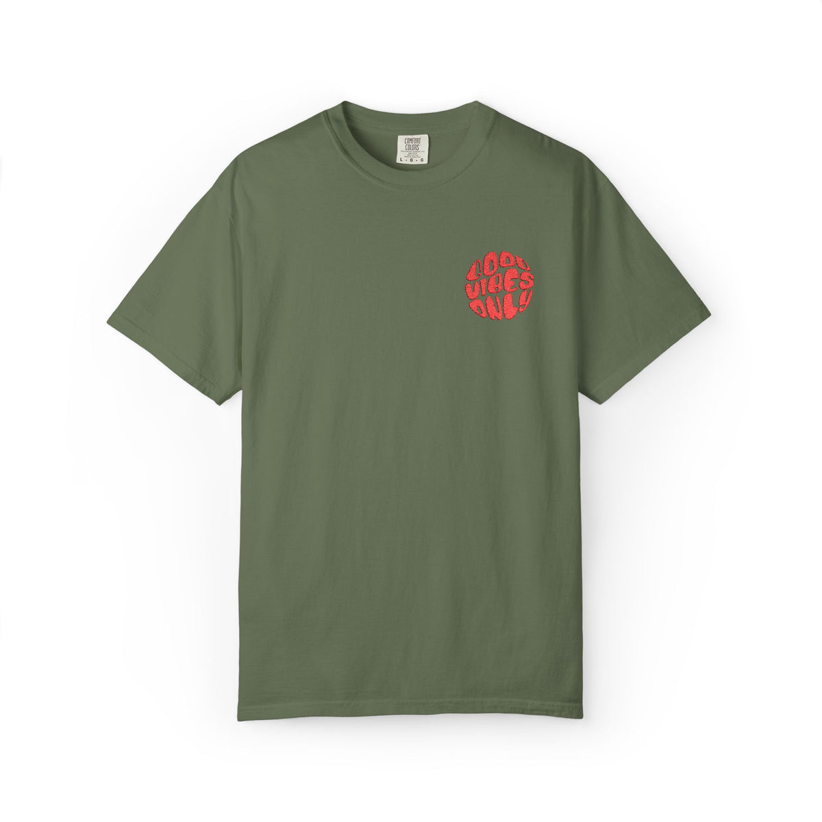 T-Shirt — 'Good Vibes Only' Retro Groove Pocket Tee
