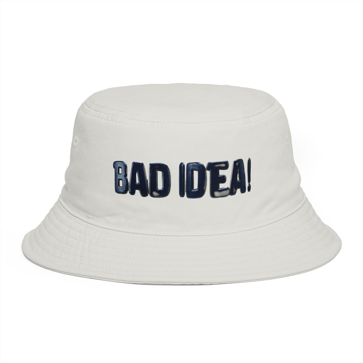 'Bad Idea!' Brown Bucket Hat – Funny Embroidered Casual Sun Hat
