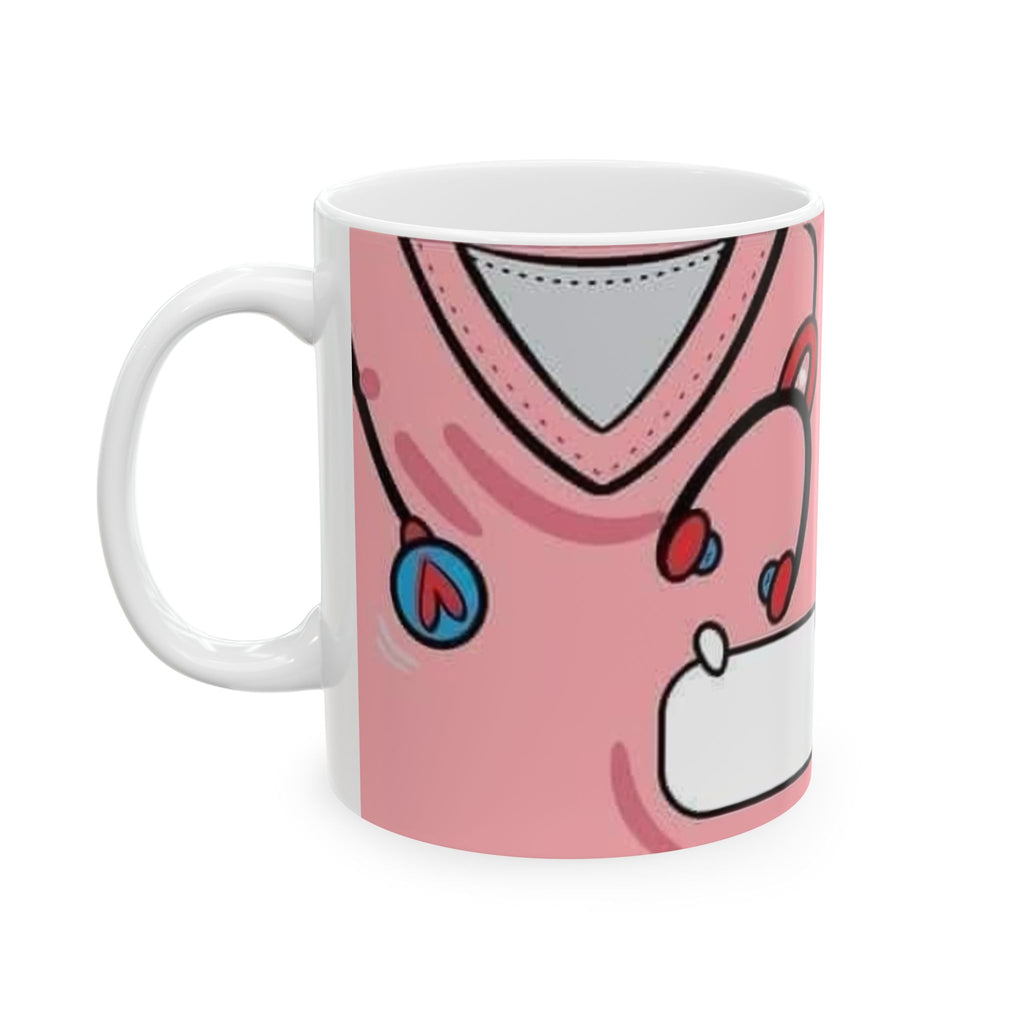 Pink Medical Nurse Mug — Cute Stethoscope & Syringe Ceramic Coffee Cup (11oz/15oz)
