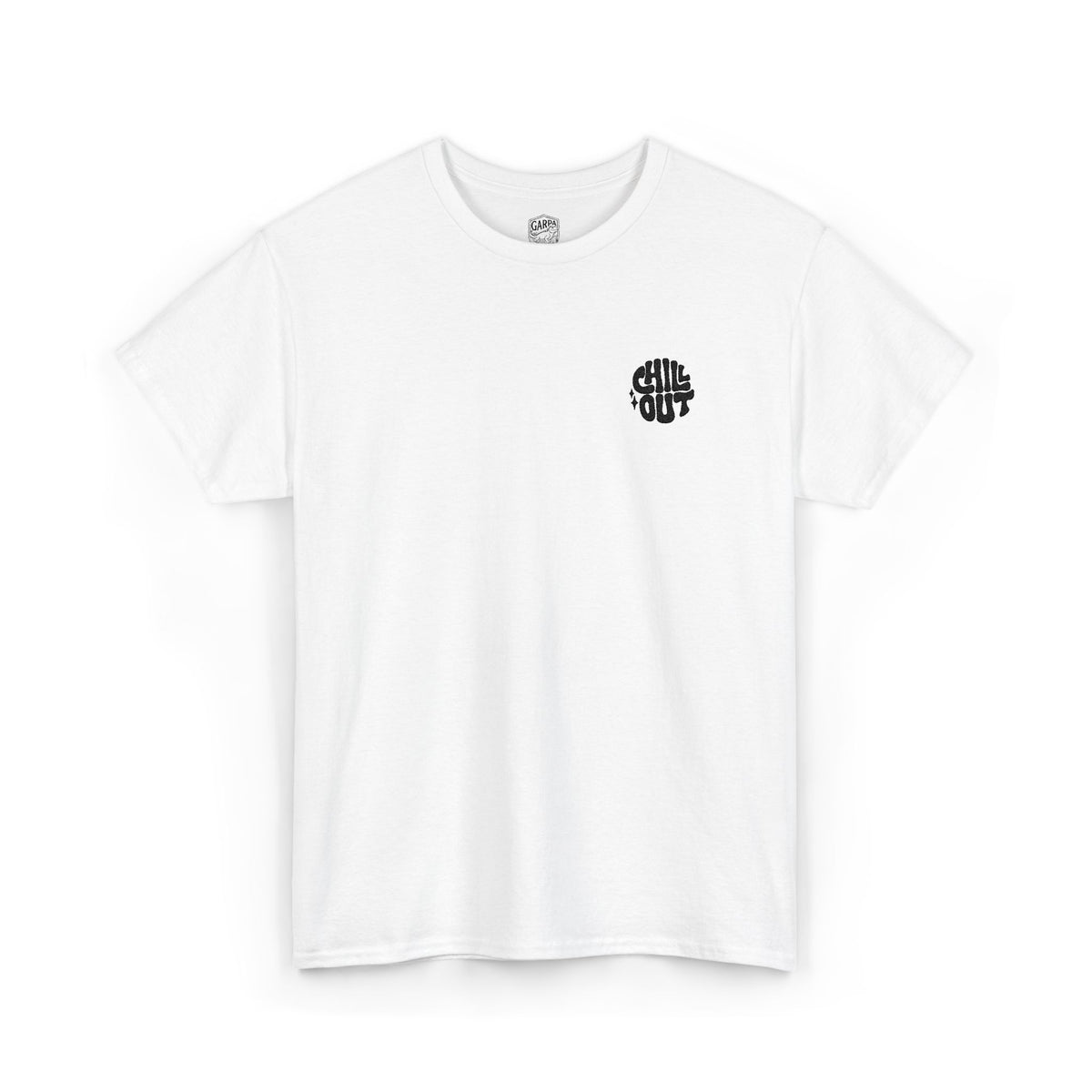 White Graphic Tee — Small Black Circular 'SALT LIFE' Chest Logo
