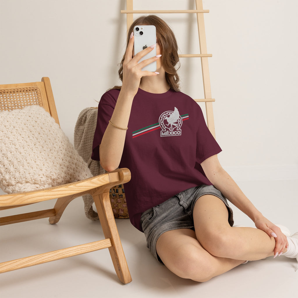 Mexico Flag Stripe Tee — Mexican Eagle Emblem T-Shirt