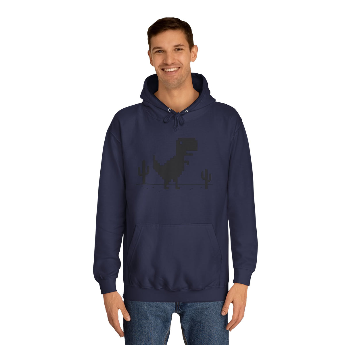 Retro Pixel Dinosaur Hoodie — 'From Another Point of View' Graphic Sweatshirt
