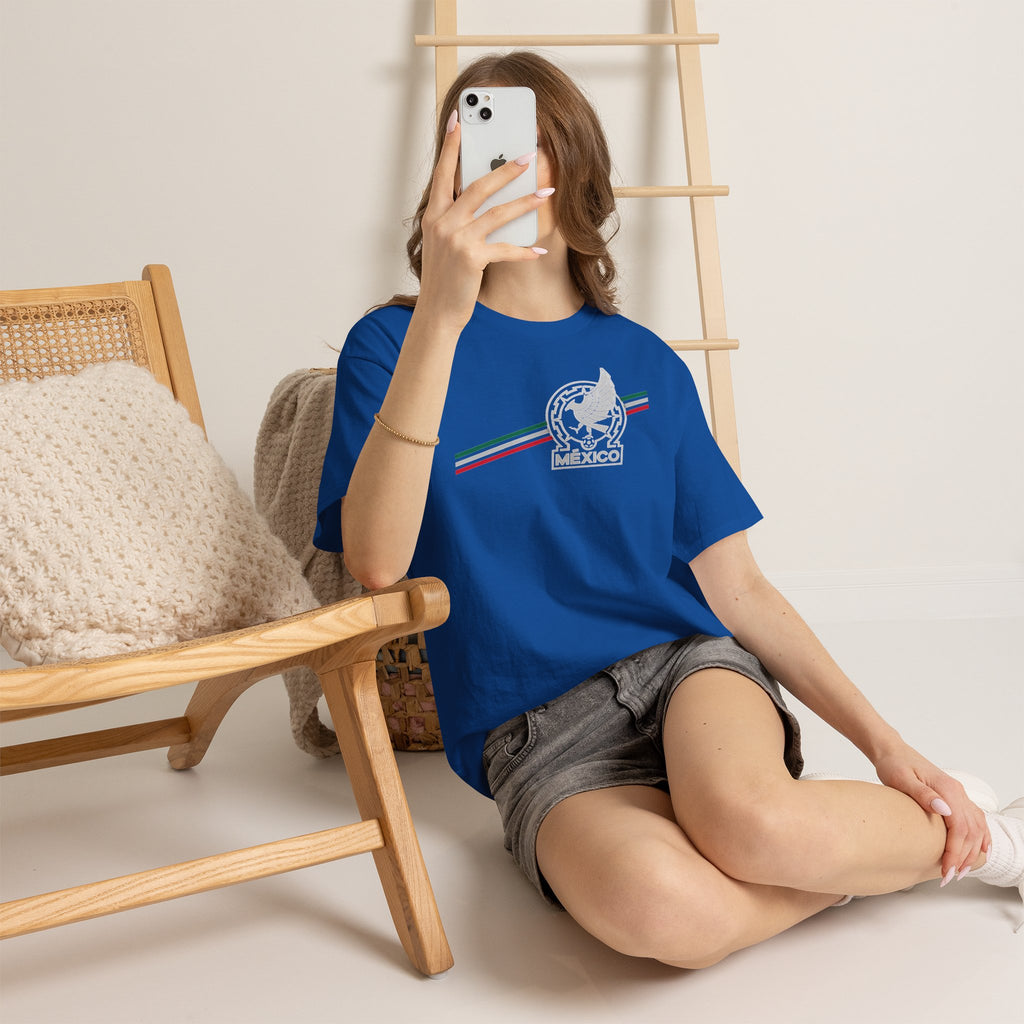 Mexico Flag Stripe Tee — Mexican Eagle Emblem T-Shirt