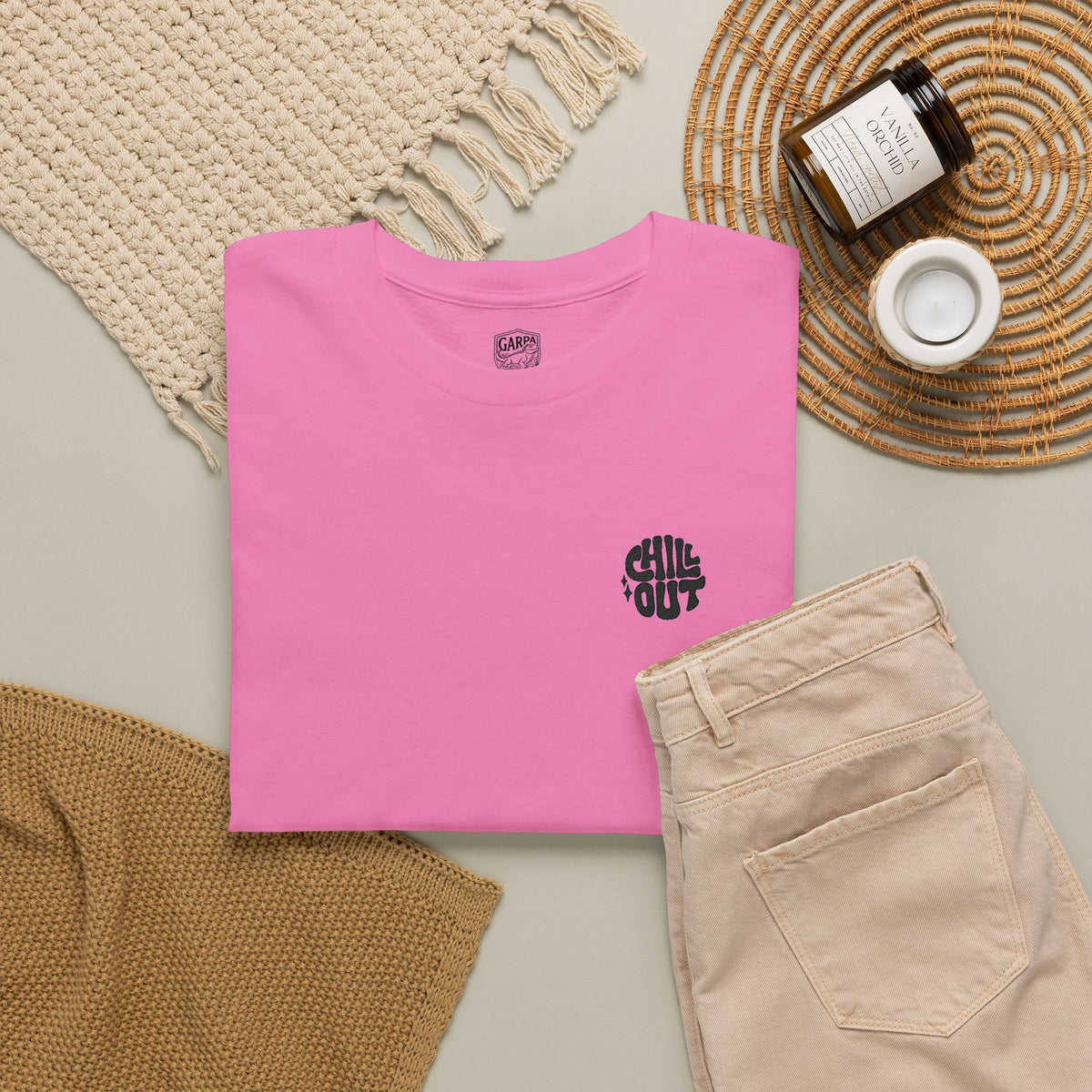 White Graphic Tee — Small Black Circular 'SALT LIFE' Chest Logo
