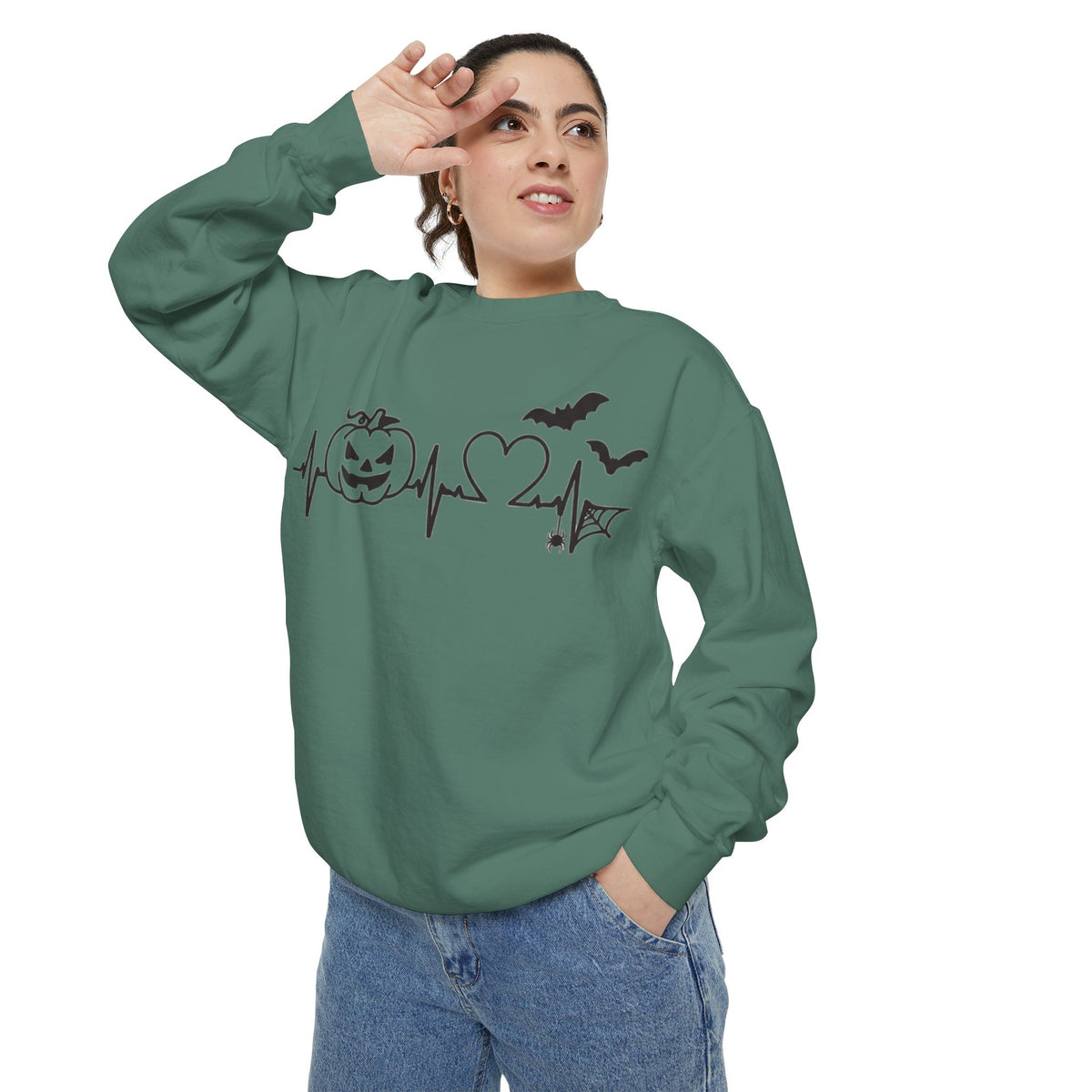 Halloween Heartbeat Sweatshirt — "I Put The Hot In Psychotic" Graphic Crewneck
