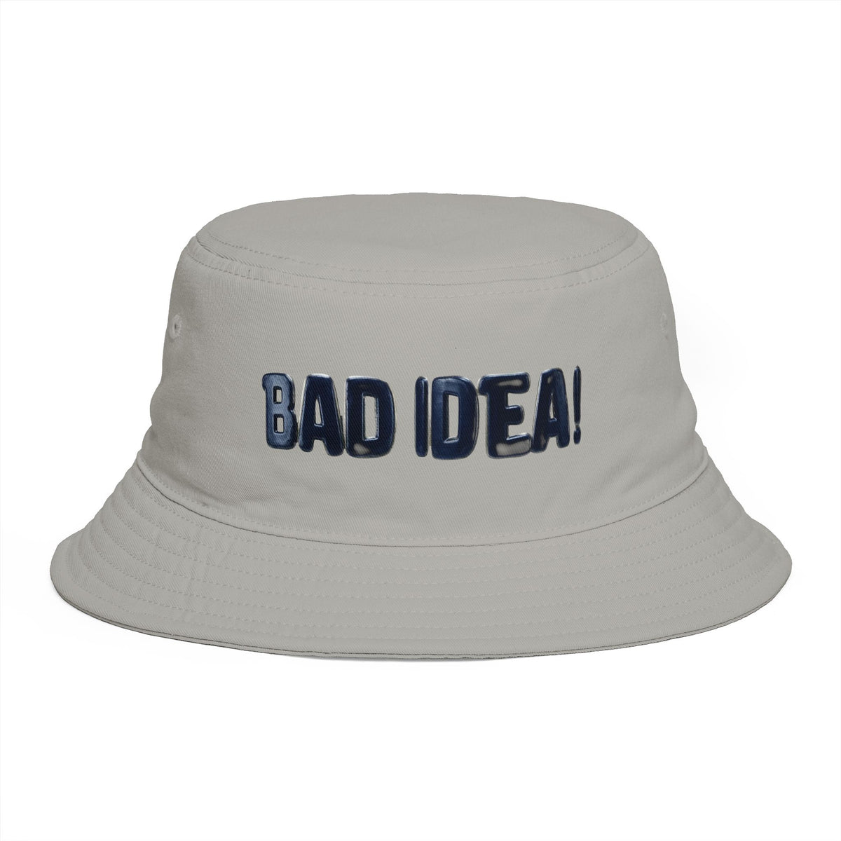 'Bad Idea!' Brown Bucket Hat – Funny Embroidered Casual Sun Hat