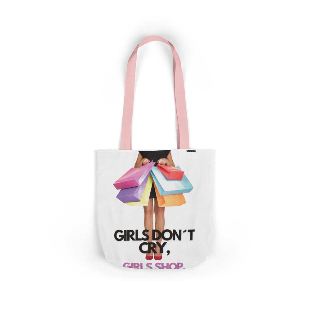 Tote Bag — "Girls Don't Cry, Girls Shop" Shopping Tote (Colorful Bags Graphic)