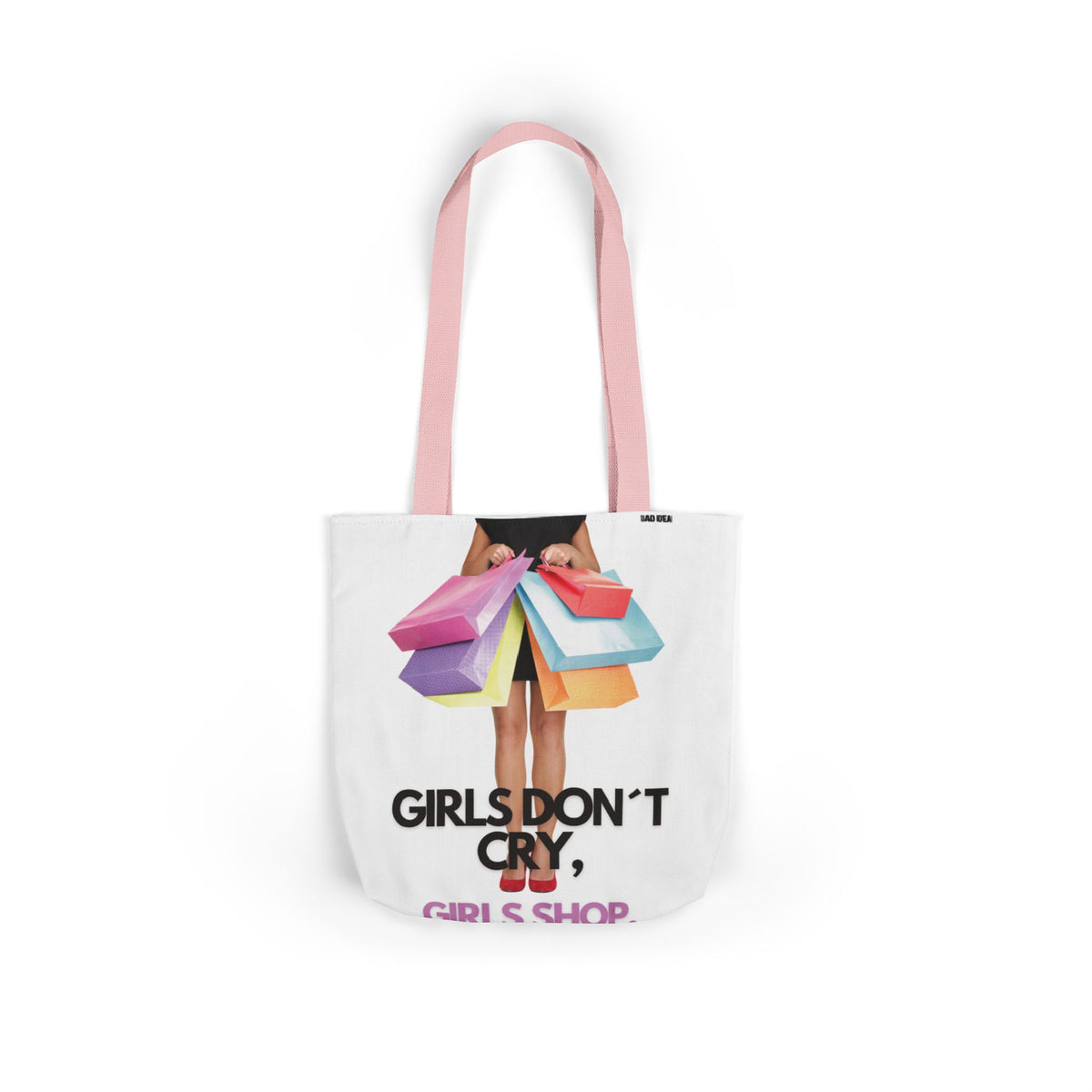 Tote Bag — "Girls Don't Cry, Girls Shop" Shopping Tote (Colorful Bags Graphic)