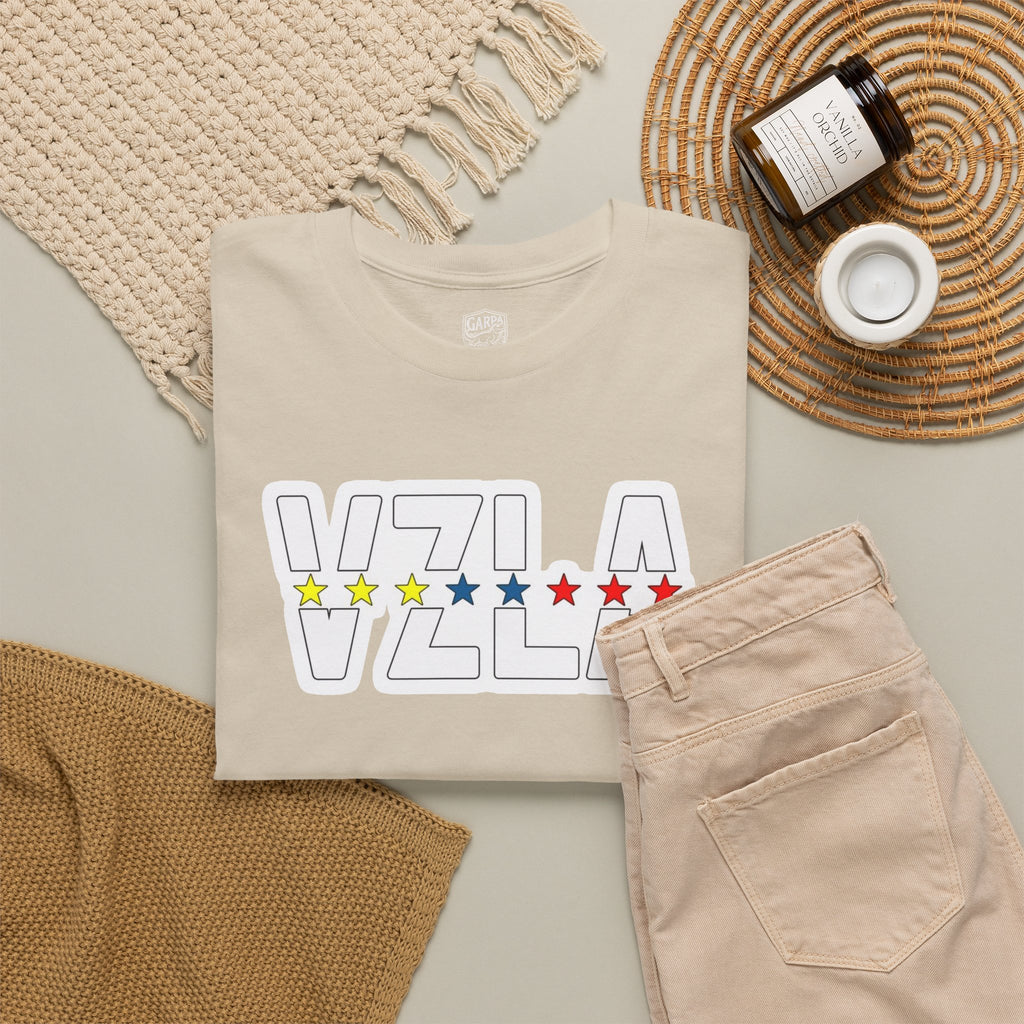 Venezuela Script & VZLA Stars T-Shirt — Retro Venezuelan Pride Tee