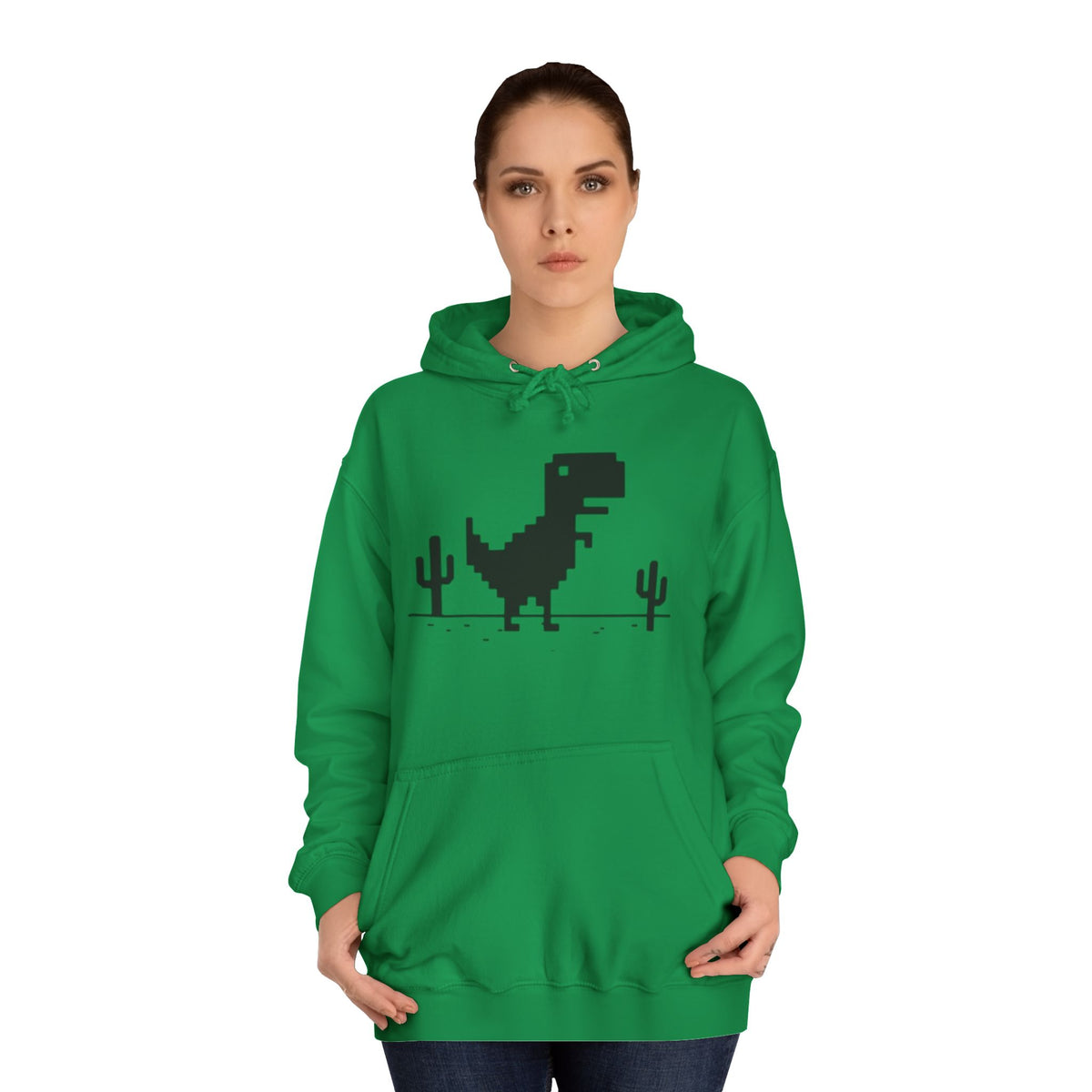 Retro Pixel Dinosaur Hoodie — 'From Another Point of View' Graphic Sweatshirt