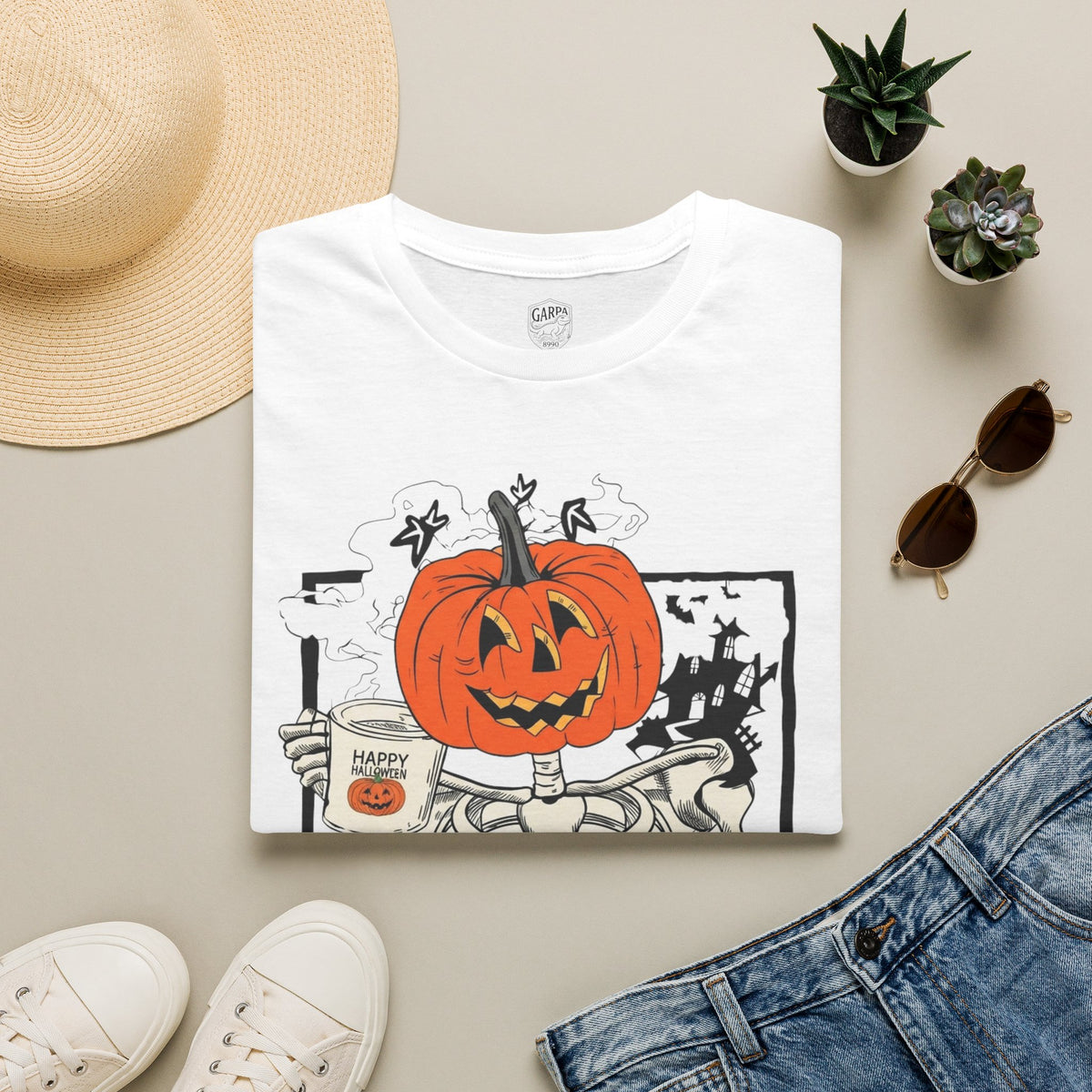 Halloween Pumpkin Skeleton T-Shirt