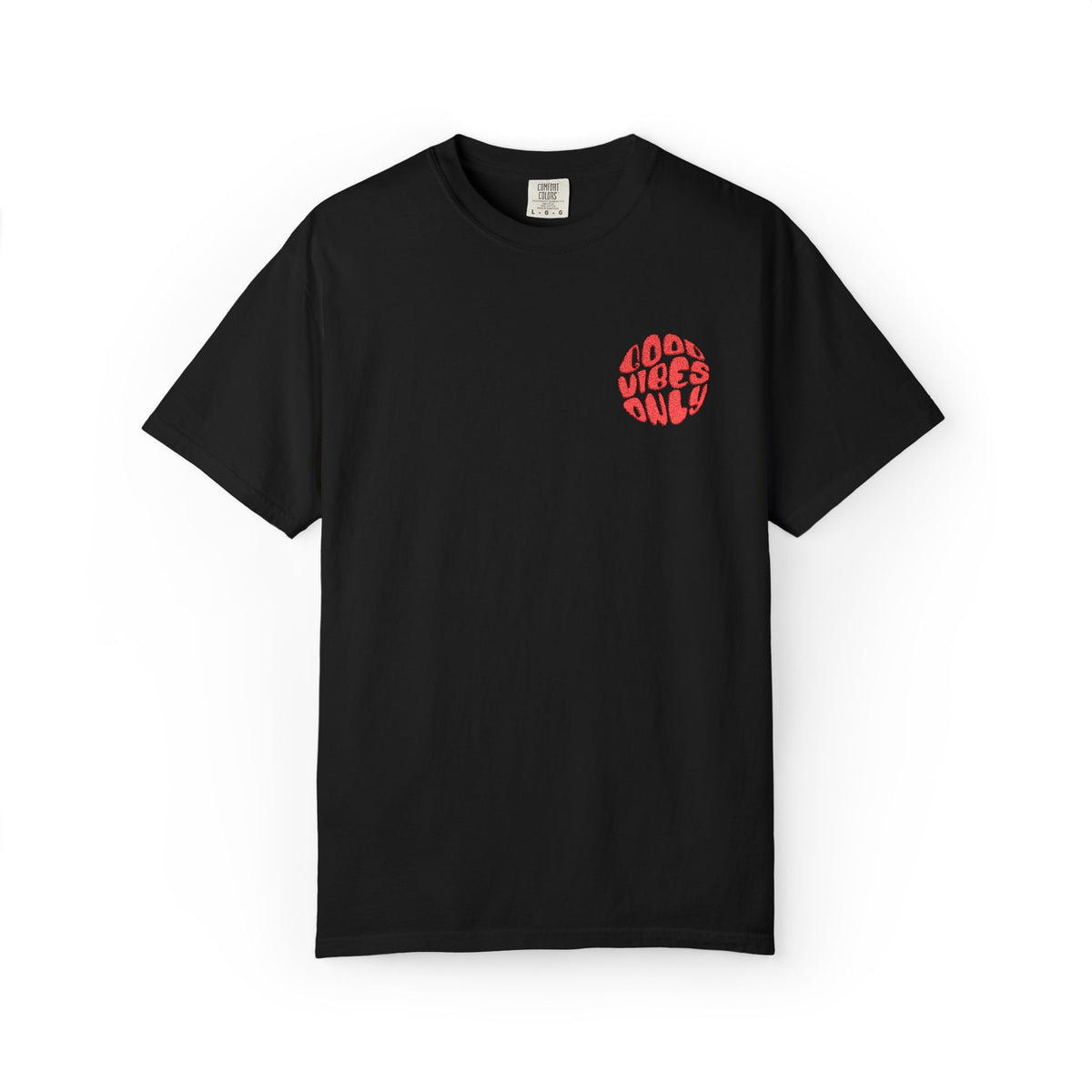 T-Shirt — 'Good Vibes Only' Retro Groove Pocket Tee