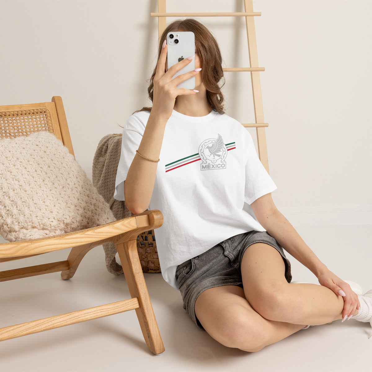 Mexico Flag Stripe Tee — Mexican Eagle Emblem T-Shirt