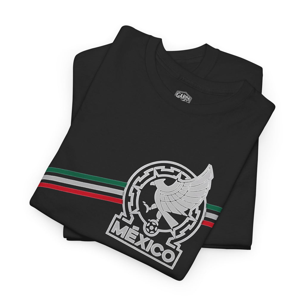 Mexico Flag Stripe Tee — Mexican Eagle Emblem T-Shirt