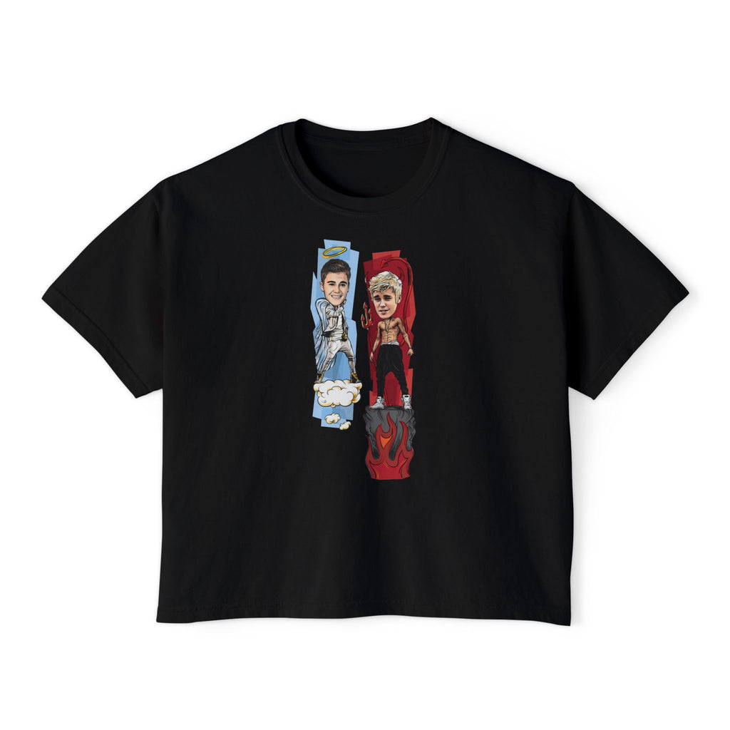 Boxy Tee — 'Never Say Never' Graphic Tee with Dual Character Illustration