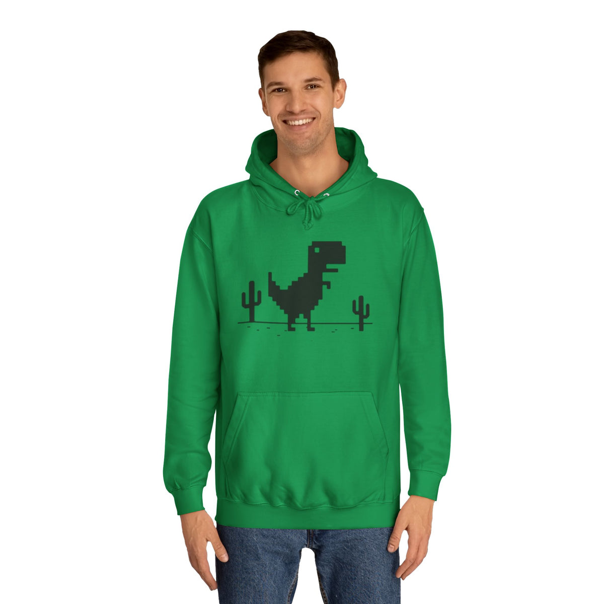 Retro Pixel Dinosaur Hoodie — 'From Another Point of View' Graphic Sweatshirt