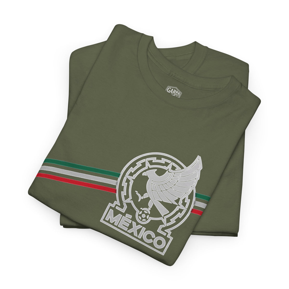 Mexico Flag Stripe Tee — Mexican Eagle Emblem T-Shirt